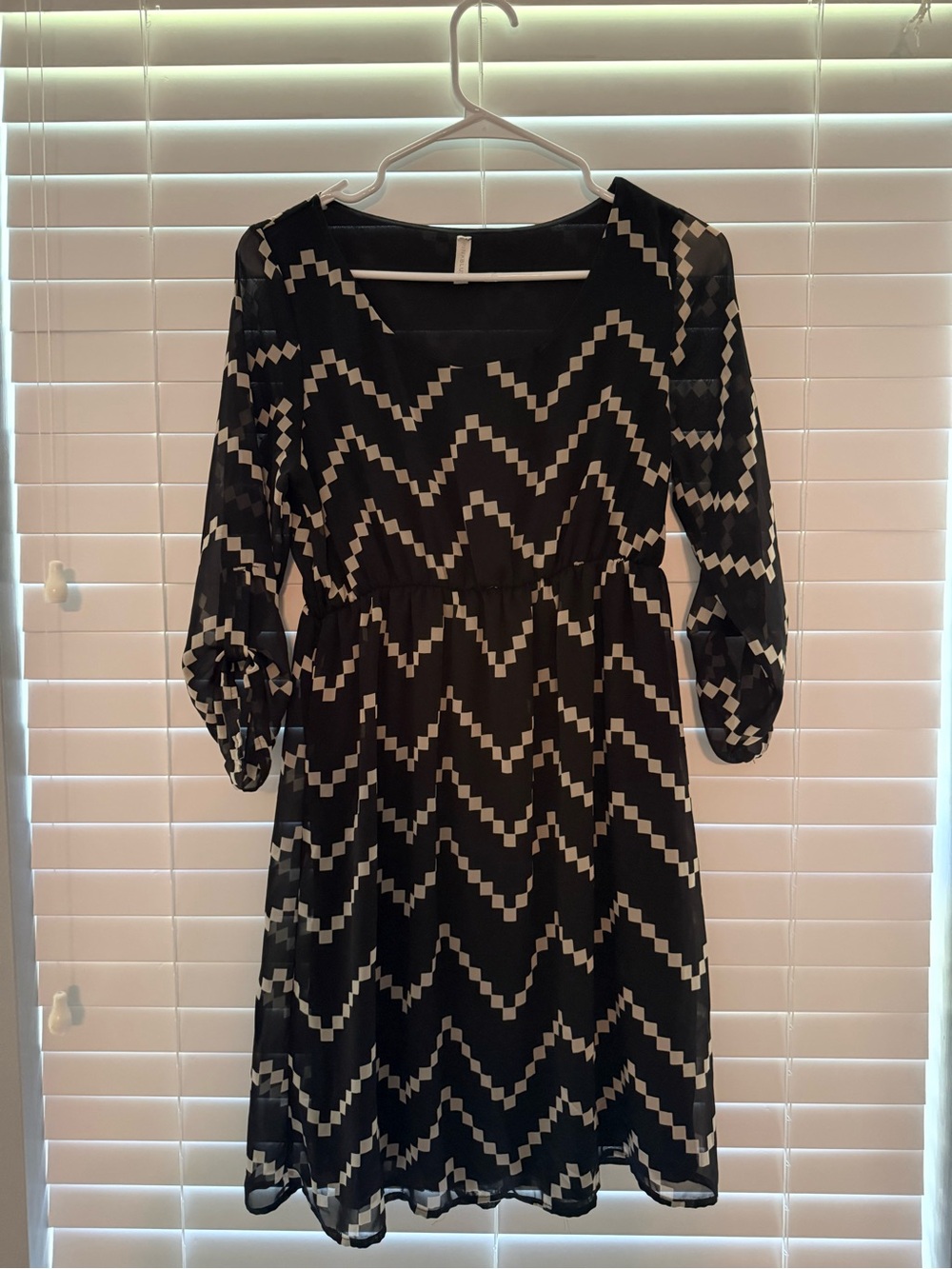 Pinkblush Black and White Zigzag Midi Dress